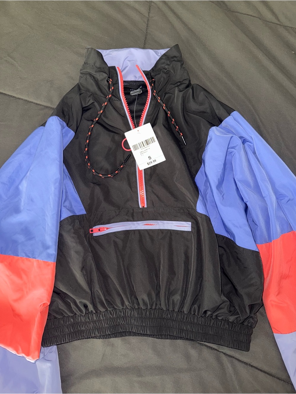 Forever 21 Black and Lavender Colorblock Windbreaker Jacket - Brand